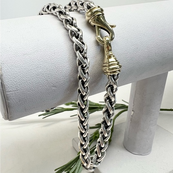 David Yurman 14K Gold Clasp 6MM Wheat Chain Necklace .925 - Picture 3 of 7